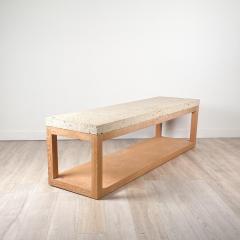 Michael Taylor Circa 1970 Michael Taylor Low Console with Fossil Stone and White Oak Base - 2165289