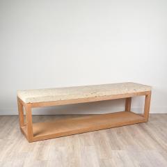 Michael Taylor Circa 1970 Michael Taylor Low Console with Fossil Stone and White Oak Base - 2165290