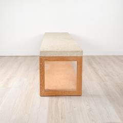 Michael Taylor Circa 1970 Michael Taylor Low Console with Fossil Stone and White Oak Base - 2165291