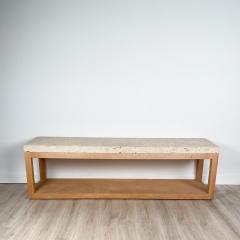 Michael Taylor Circa 1970 Michael Taylor Low Console with Fossil Stone and White Oak Base - 2165292