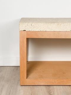 Michael Taylor Circa 1970 Michael Taylor Low Console with Fossil Stone and White Oak Base - 2165293