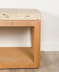 Michael Taylor Circa 1970 Michael Taylor Low Console with Fossil Stone and White Oak Base - 2165295