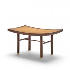 Michael Taylor Michael Taylor for Baker Far East Collection Mid Century Cane and Mahogany Stool - 4816474