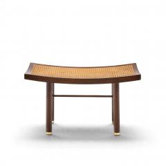Michael Taylor Michael Taylor for Baker Far East Collection Mid Century Cane and Mahogany Stool - 4816476