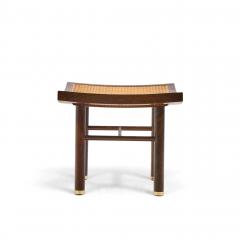 Michael Taylor Michael Taylor for Baker Far East Collection Mid Century Cane and Mahogany Stool - 4816477