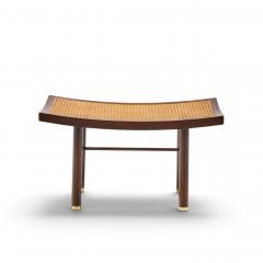 Michael Taylor Michael Taylor for Baker Far East Collection Mid Century Cane and Mahogany Stool - 4816480