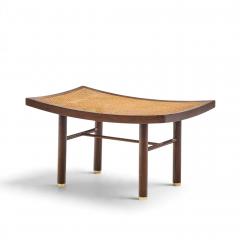 Michael Taylor Michael Taylor for Baker Far East Collection Mid Century Cane and Mahogany Stool - 4816481