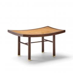 Michael Taylor Michael Taylor for Baker Far East Collection Mid Century Cane and Mahogany Stool - 4817116