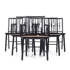 Michael Taylor Michael Taylor for Baker Mid Century Ebonized Cane Dining Chairs Set of 6 - 3864572