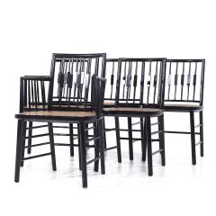 Michael Taylor Michael Taylor for Baker Mid Century Ebonized Cane Dining Chairs Set of 6 - 3864575