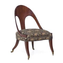 Michael Taylor Michael Taylor for Baker Mid Century Mahogany Spoon Back Chairs Pair - 3961191