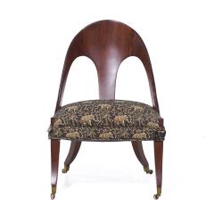 Michael Taylor Michael Taylor for Baker Mid Century Mahogany Spoon Back Chairs Pair - 3961192