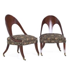 Michael Taylor Michael Taylor for Baker Mid Century Mahogany Spoon Back Chairs Pair - 3961218
