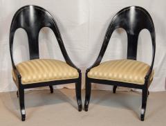 Michael Taylor Pair of Spoon Back Slipper Chairs with Gilt Detail - 2721621