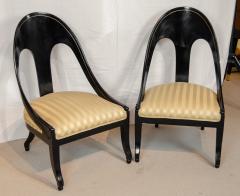 Michael Taylor Pair of Spoon Back Slipper Chairs with Gilt Detail - 2721623