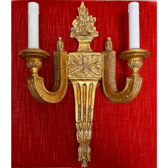 Michael Taylor Panache 17 5 Neoclassical Giltwood 2 Light Wall Light Sconce - 3723402