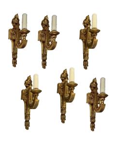 Michael Taylor Set of Six Regency Style Giltwood Wall Sconces by Panache for Michael Taylor - 4608245