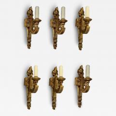 Michael Taylor Set of Six Regency Style Giltwood Wall Sconces by Panache for Michael Taylor - 4608246