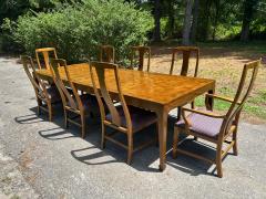 Michael Taylor Stunning Michael Taylor for Baker Asian Parquetry Burl Elm Dining Table 3 Leaves - 4697009