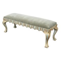 Michael Taylor Venetian Style Michael Taylor Olive Mohair Gilded Bench - 4511274