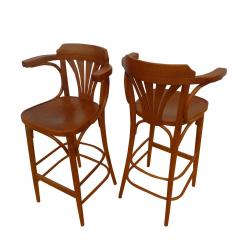 Michael Thonet Pair Thonet Style Bar Stools Made in Czechoslovakia - 2391979