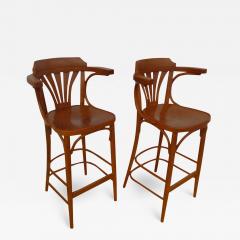 Michael Thonet Pair Thonet Style Bar Stools Made in Czechoslovakia - 2459873