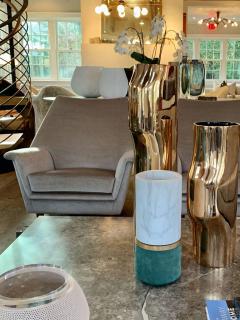 Michael Verheyden DURE VASE IN CALACATTA MARBLE AND GREEN SUEDE - 2992619