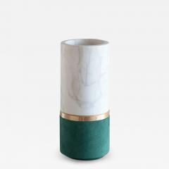 Michael Verheyden DURE VASE IN CALACATTA MARBLE AND GREEN SUEDE - 2996658