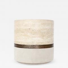 Michael Verheyden MICHAEL VERHEYDEN TRAVERTINE MARBLE SUEDE AND BRASS DURE POT - 2072291