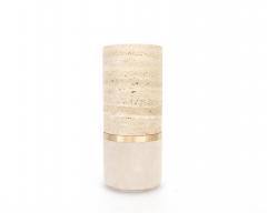 Michael Verheyden Michael Verheyden Dure Vase in Travertine Bronze and Suede - 2288754