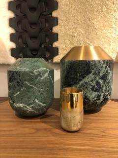 Michael Verheyden VASQUE LARGE VASE IN VERDE ALPI WITH BRUSHED BRONZE TOP - 2992724