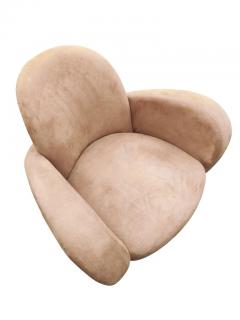 Michael Wolk Michael Wolk for Interlude Miami Swivel Chair Brown Suede Space Age Design - 3009856