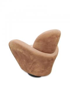 Michael Wolk Michael Wolk for Interlude Miami Swivel Chair Brown Suede Space Age Design - 3009857