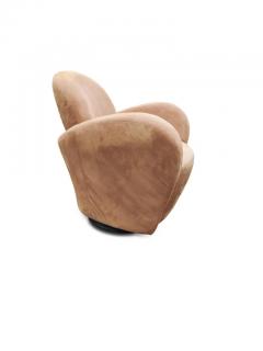 Michael Wolk Michael Wolk for Interlude Miami Swivel Chair Brown Suede Space Age Design - 3009880