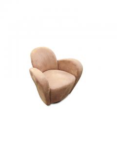 Michael Wolk Michael Wolk for Interlude Miami Swivel Chair Brown Suede Space Age Design - 3009881