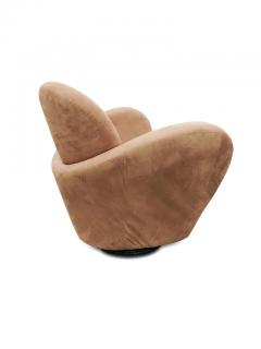 Michael Wolk Michael Wolk for Interlude Miami Swivel Chair Brown Suede Space Age Design - 3009883