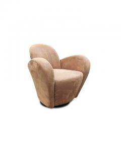 Michael Wolk Michael Wolk for Interlude Miami Swivel Chair Brown Suede Space Age Design - 3009890