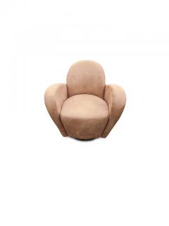 Michael Wolk Michael Wolk for Interlude Miami Swivel Chair Brown Suede Space Age Design - 3009891