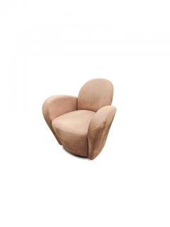 Michael Wolk Michael Wolk for Interlude Miami Swivel Chair Brown Suede Space Age Design - 3009900