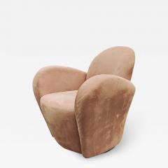 Michael Wolk Michael Wolk for Interlude Miami Swivel Chair Brown Suede Space Age Design - 3012296