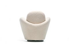 Michael Wolk Pair of Michael Wolk Swivel Lounge Chairs in Ivory Boucl  - 2843400