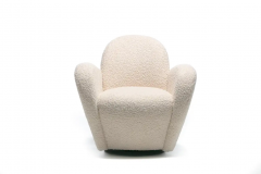 Michael Wolk Pair of Michael Wolk Swivel Lounge Chairs in Ivory Boucl  - 2843403