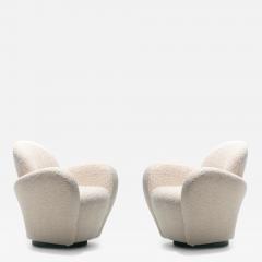 Michael Wolk Pair of Michael Wolk Swivel Lounge Chairs in Ivory Boucl  - 2845978