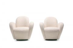 Michael Wolk Pair of Michael Wolk Swivel Lounge Chairs in Ivory Boucl with En Suite Ottoman - 1976955