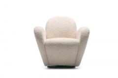 Michael Wolk Pair of Michael Wolk Swivel Lounge Chairs in Ivory Boucl with En Suite Ottoman - 1976956