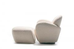 Michael Wolk Pair of Michael Wolk Swivel Lounge Chairs in Ivory Boucl with En Suite Ottoman - 1976958