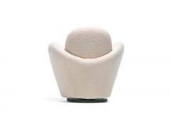 Michael Wolk Pair of Michael Wolk Swivel Lounge Chairs in Ivory Boucl with En Suite Ottoman - 1976959