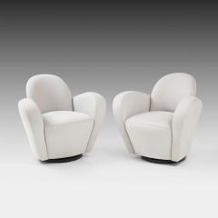 Michael Wolk Pair of Swivel Lounge Chairs in Light Gray Ultrasuede by Michael Wolk - 2550793