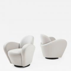 Michael Wolk Pair of Swivel Lounge Chairs in Light Gray Ultrasuede by Michael Wolk - 2557911