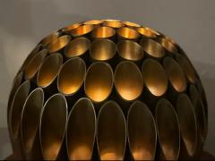 Michel Armand Large Mid Century Modern Ruche Brass Ball Table Lamp after Michel Armand - 4014322
